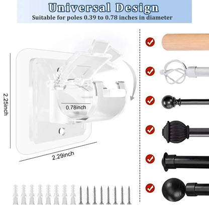 Transparent Adjustable Curtain Rod Brackets & Hooks for Home Organization