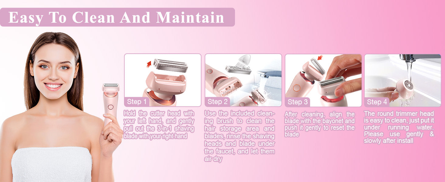 2-in-1 Women's Electric Shaver - Painless Waterproof Hair Removal Razor - 9