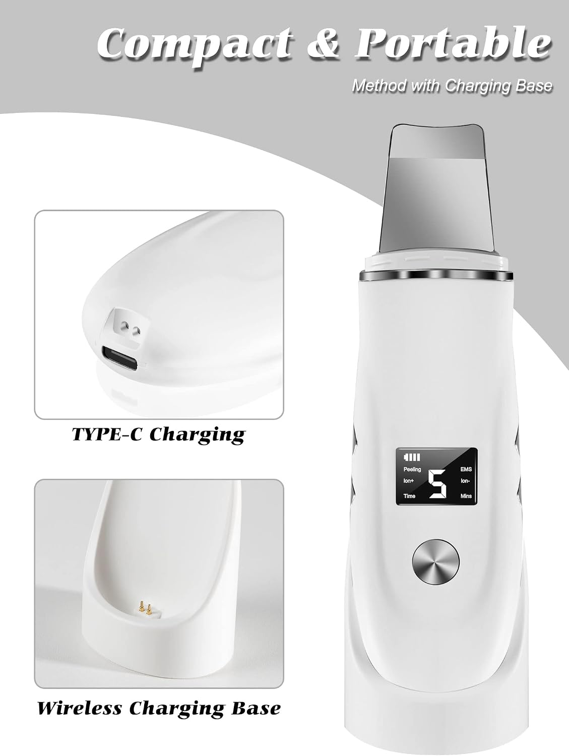 Ultrasonic Facial Skin Scrubber - Deep Cleansing & Blackhead Remover Spatula - 11