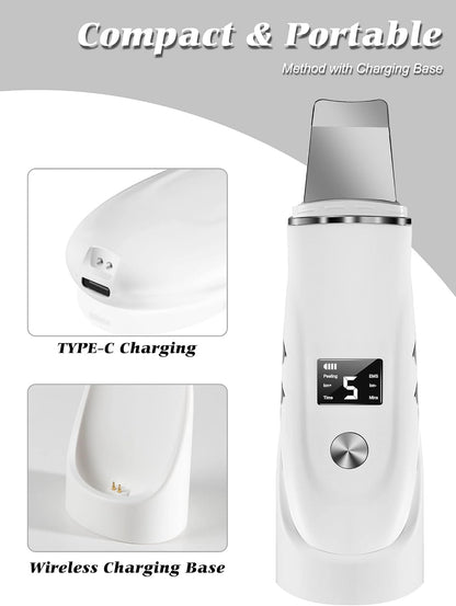 Ultrasonic Facial Skin Scrubber - Deep Cleansing & Blackhead Remover Spatula
