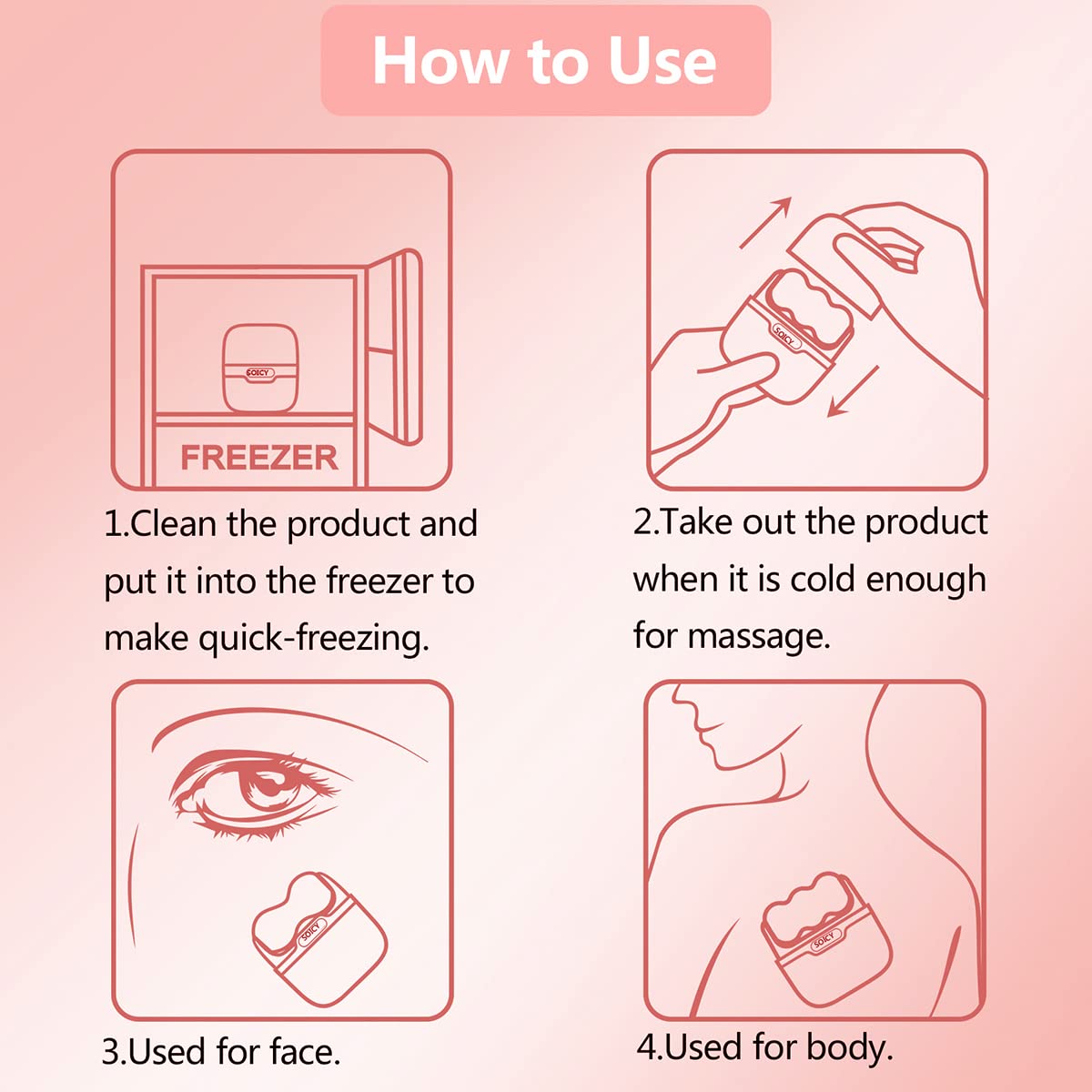 2-in-1 Facial & Body Ice Roller for Skin Tightening and Depuffing Massage