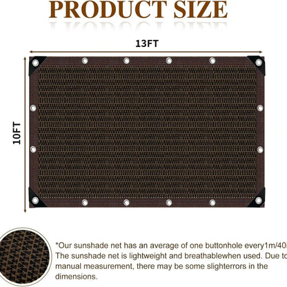 10x13ft 90% Blackout Shade Cloth - UV-Resistant Sunshade Net for Garden & Patio