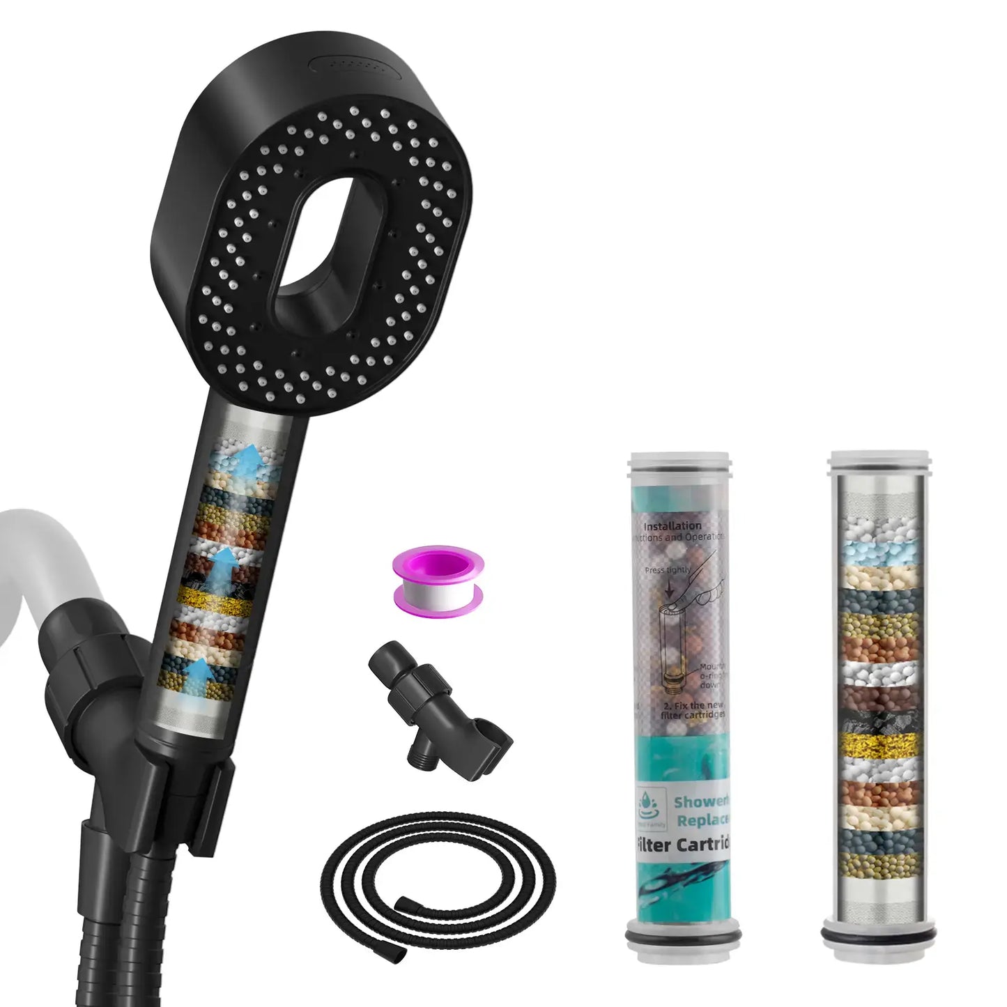 High-Pressure Filtered Handheld Shower Head - 5-Mode Water Softener for Hair & Skin