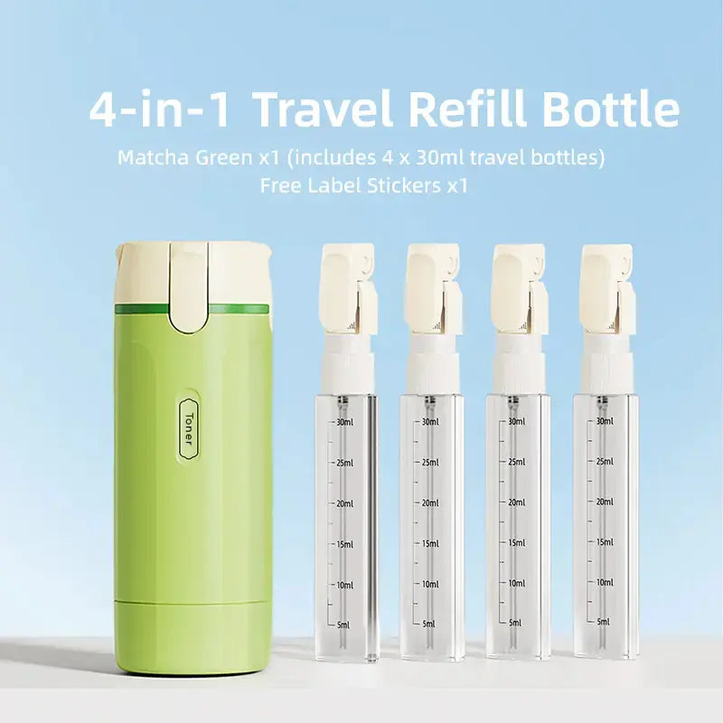 4-in-1 Travel Cosmetic Dispenser – Leak-Proof Refillable Toiletry Organizer Bottle