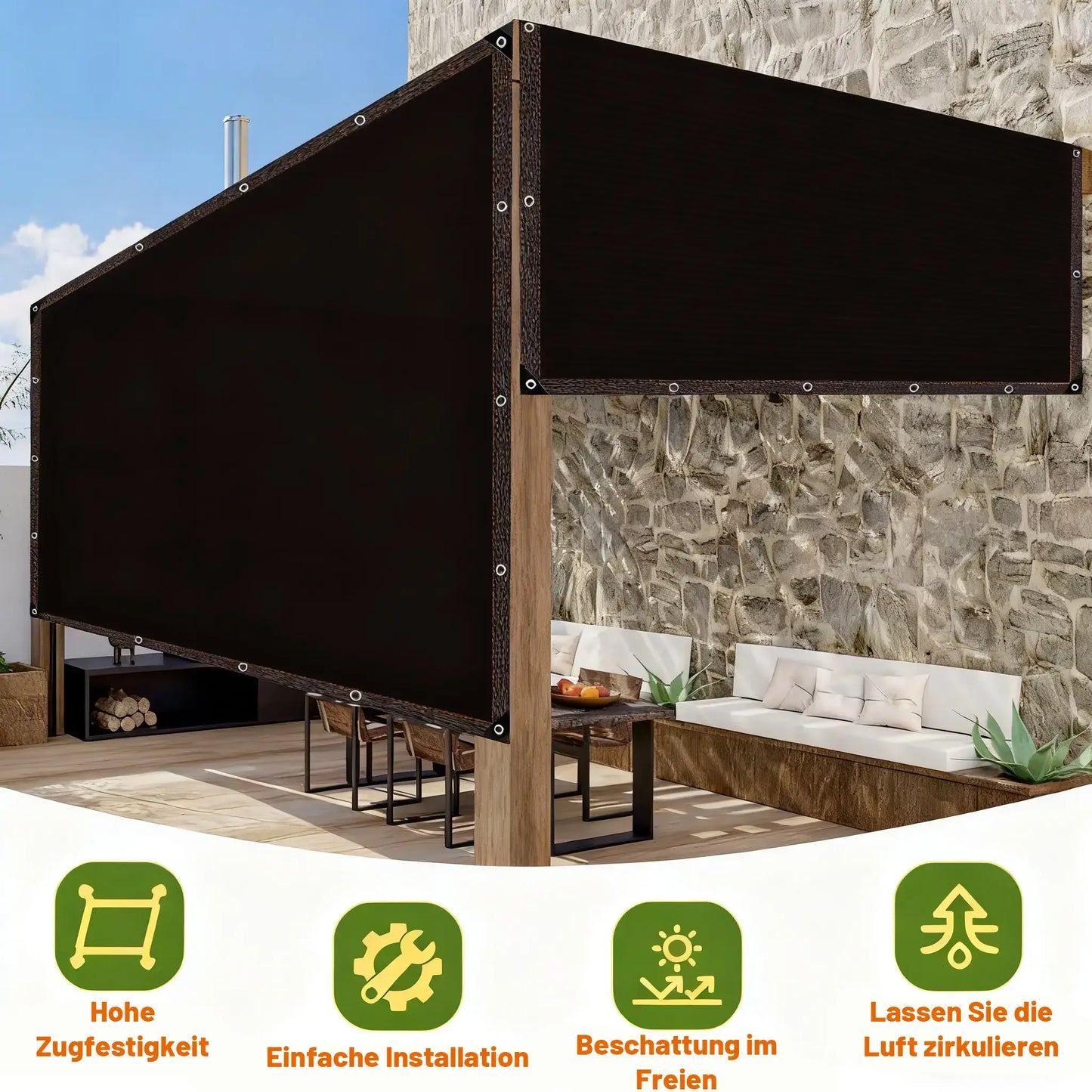 10x13ft 90% Blackout Shade Cloth - UV-Resistant Sunshade Net for Garden & Patio
