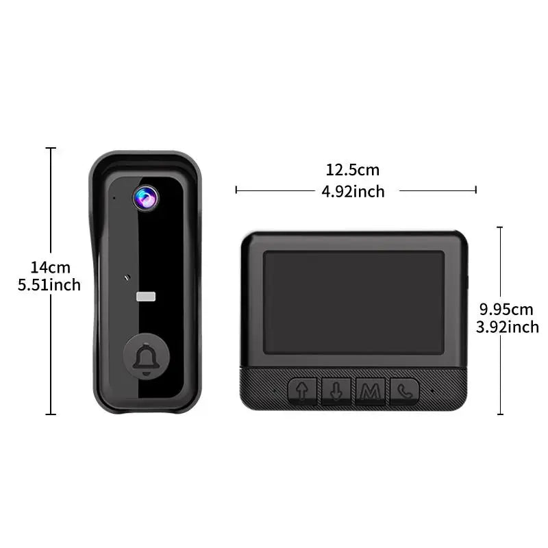 Wireless Video Doorbell with 4.3" HD Screen - No WiFi, No App & Night Vision
