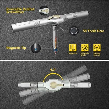 Professional Ratchet Screwdriver Set - Portable Magnetic Repair Tool Kit