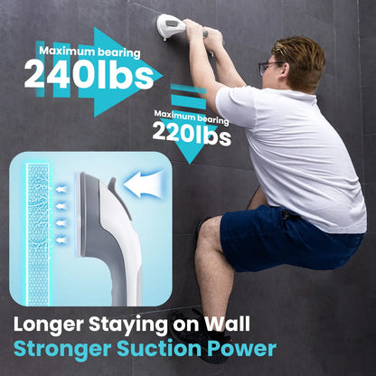 16-Inch Suction Cup Shower Grab Bar - Heavy-Duty Bathroom Safety Handle for Seniors