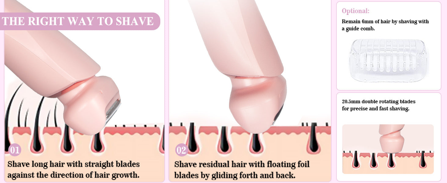 2-in-1 Women's Electric Shaver - Painless Waterproof Hair Removal Razor - 10