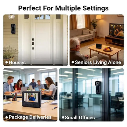 Wireless Video Doorbell with 4.3" HD Screen - No WiFi, No App & Night Vision