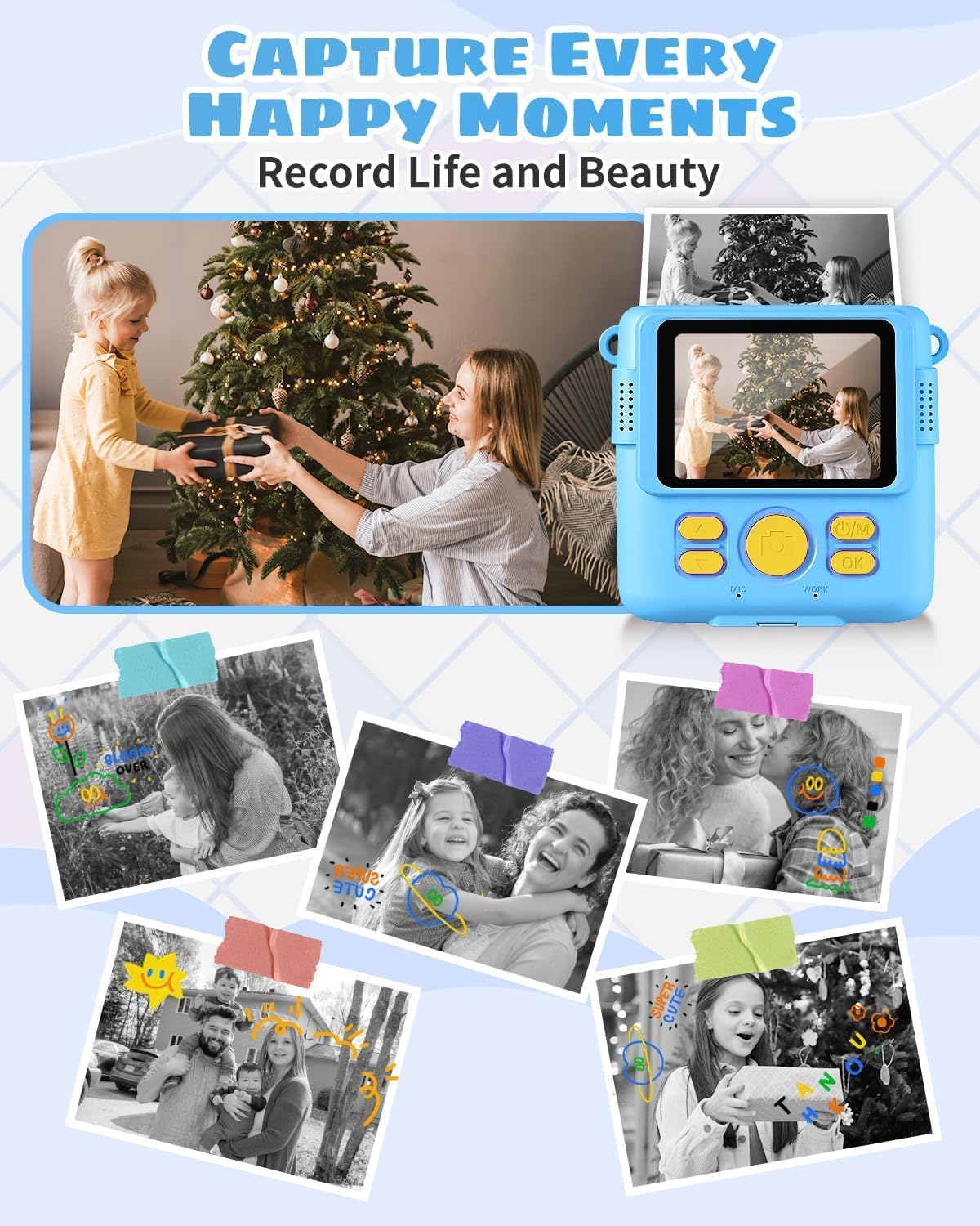 Instant Print Kids Camera with Digital Video Recording & Photo Printing