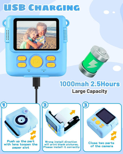 Instant Print Kids Camera with Digital Video Recording & Photo Printing