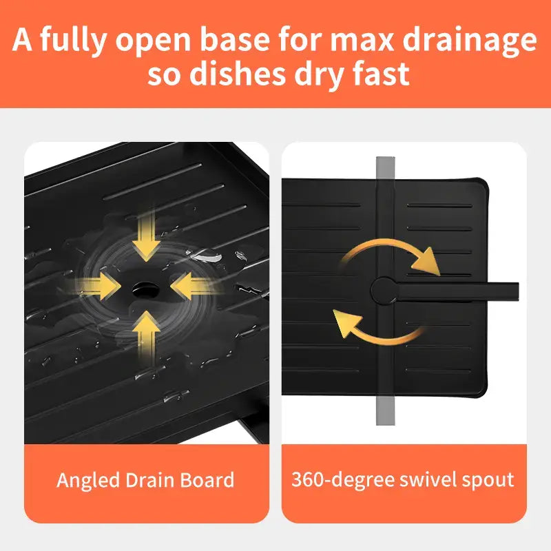 Foldable 2-Tier Dish Drying Rack - Expandable Over-Sink Dish Drainer for Small Kitchens