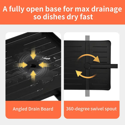 Foldable 2-Tier Dish Drying Rack - Expandable Over-Sink Dish Drainer for Small Kitchens