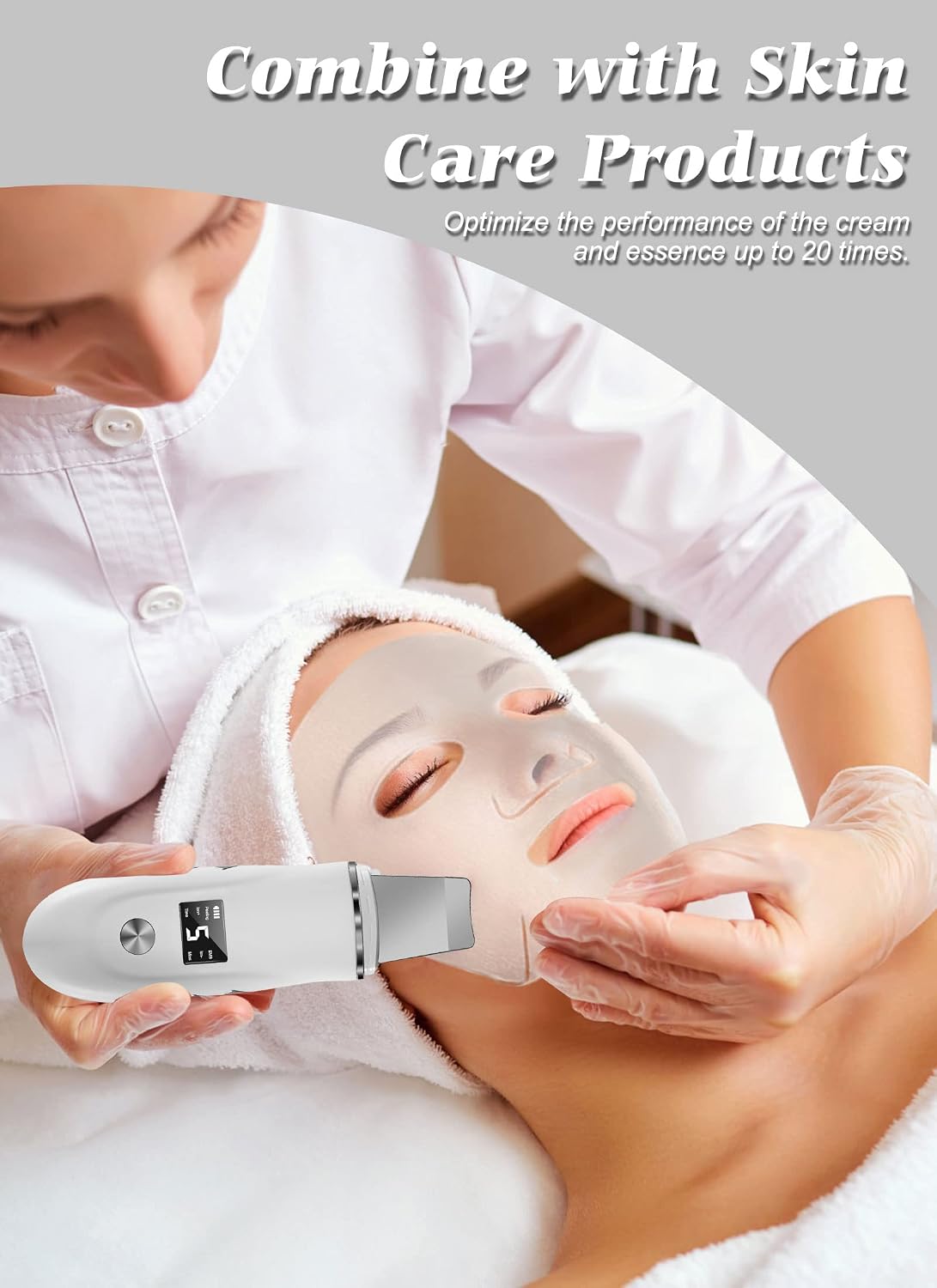 Ultrasonic Facial Skin Scrubber - Deep Cleansing & Blackhead Remover Spatula - 10