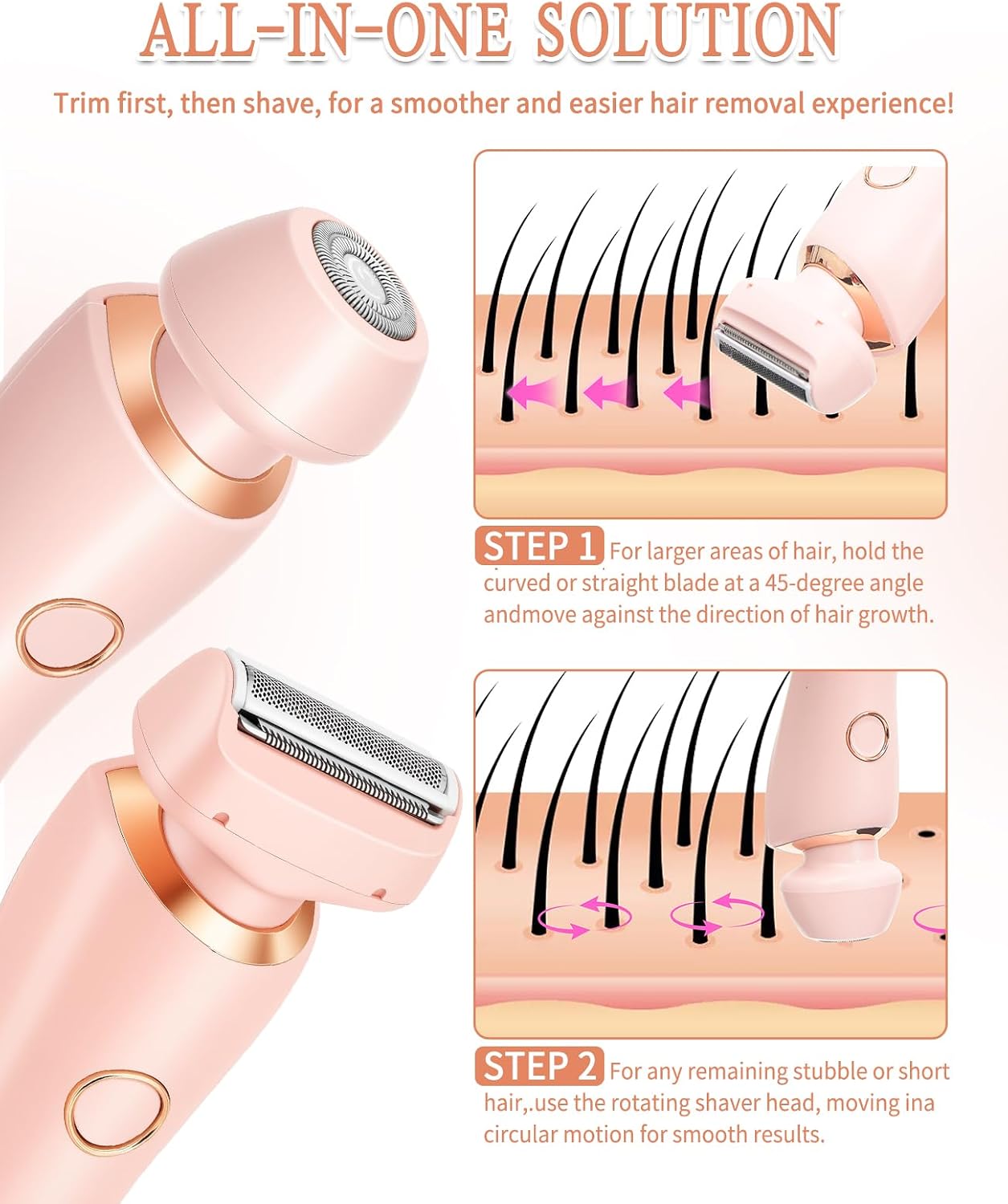 2-in-1 Women’s Electric Shaver & Painless Body Hair Remover - 11