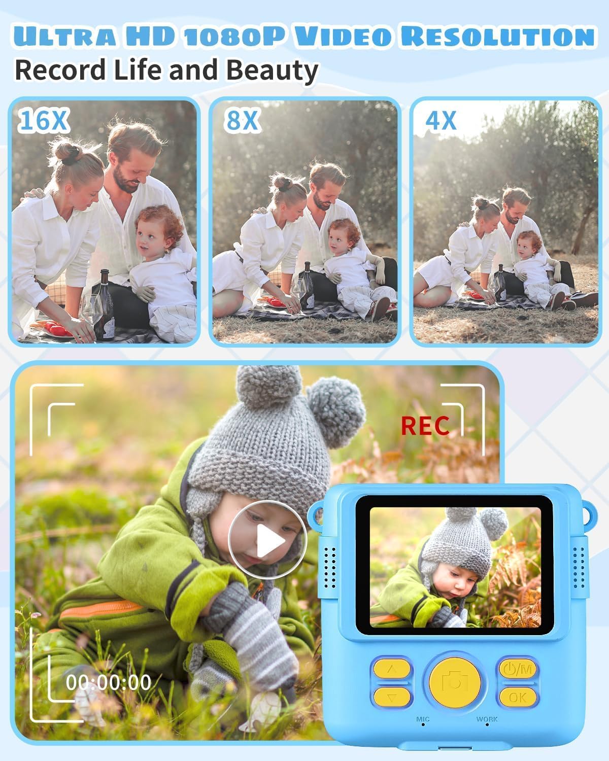 Instant Print Kids Camera with Digital Video Recording & Photo Printing - 9