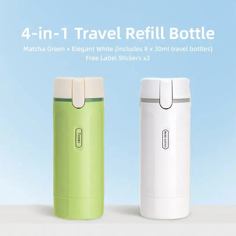4-in-1 Travel Cosmetic Dispenser – Leak-Proof Refillable Toiletry Organizer Bottle