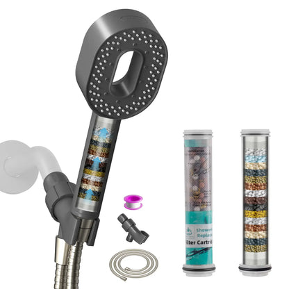 High-Pressure Filtered Handheld Shower Head - 5-Mode Water Softener for Hair & Skin