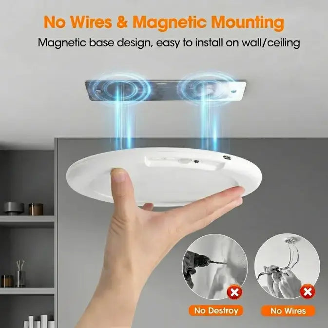 Rechargeable Motion Sensor Ceiling Light with Remote & 3 Color Modes