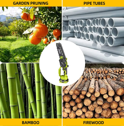 8" Telescopic Electric Chainsaw - 2-in-1 Cordless Pole Pruner with 2 Batteries