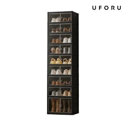 9-Tier Folding Shoe Rack – Large Capacity Magnetic Transparent Shoe Cabinet
