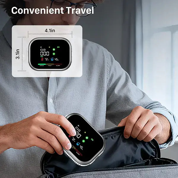 6-in-1 Portable Gas Leak Detector & Air Quality Monitor - Temp & Humidity Sensor for Kitchen, Home & RV Safety