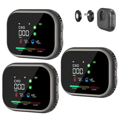 6-in-1 Portable Gas Leak Detector & Air Quality Monitor - Temp & Humidity Sensor for Kitchen, Home & RV Safety