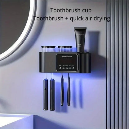 Wall Mounted Toothbrush Holder with UV Smart Sterilizer & 2 Drying Cups