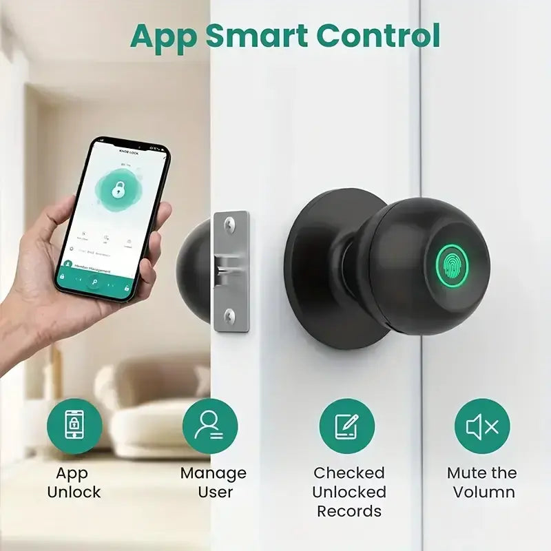 Biometric Fingerprint Smart Door Lock - Keyless Entry for Bedroom & Home