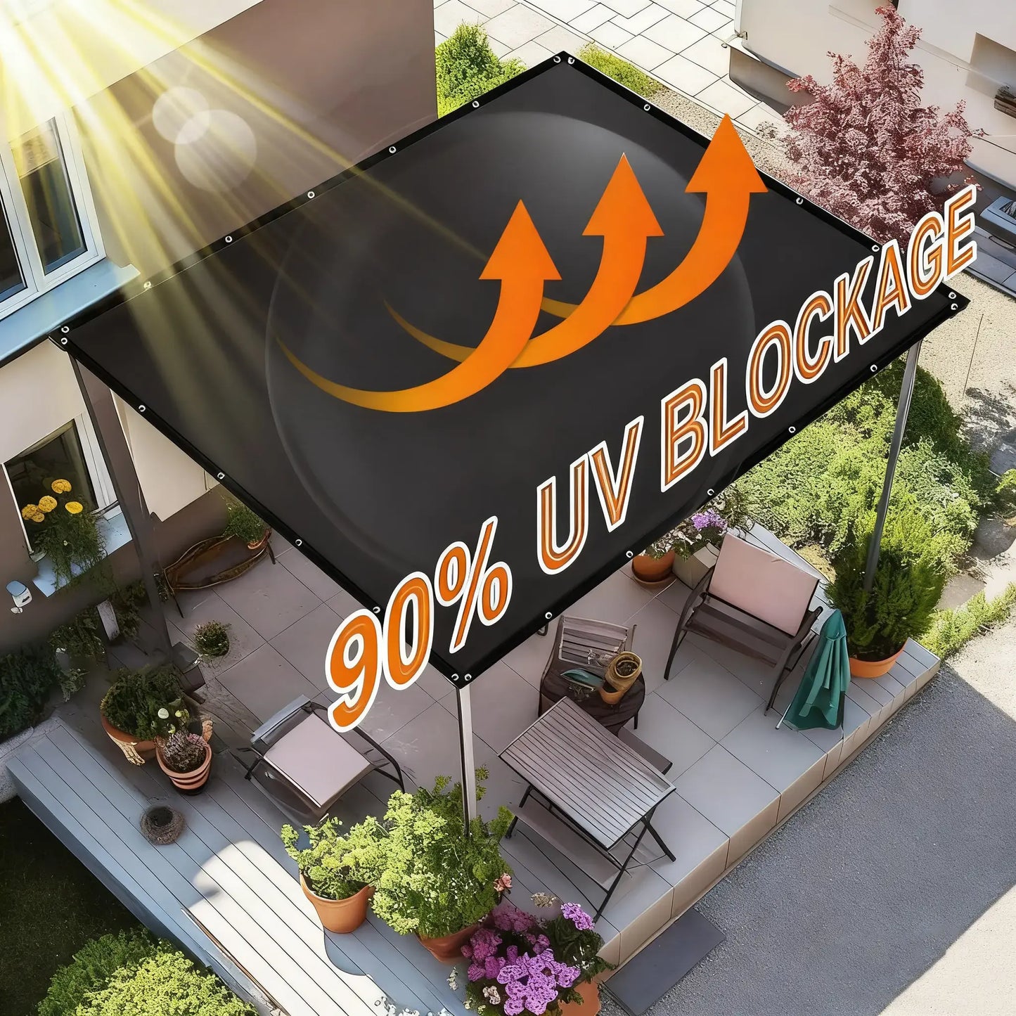 10x13ft 90% Blackout Shade Cloth - UV-Resistant Sunshade Net for Garden & Patio