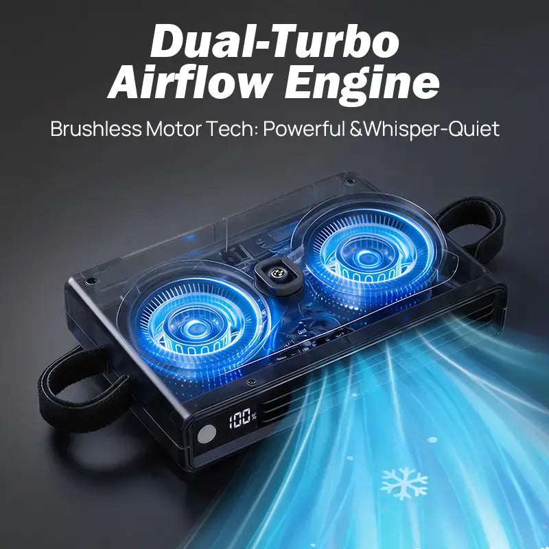 USB Dual Turbo Car Fan - 5-Speed Adjustable Auto Cooling Air Fan for Dashboard