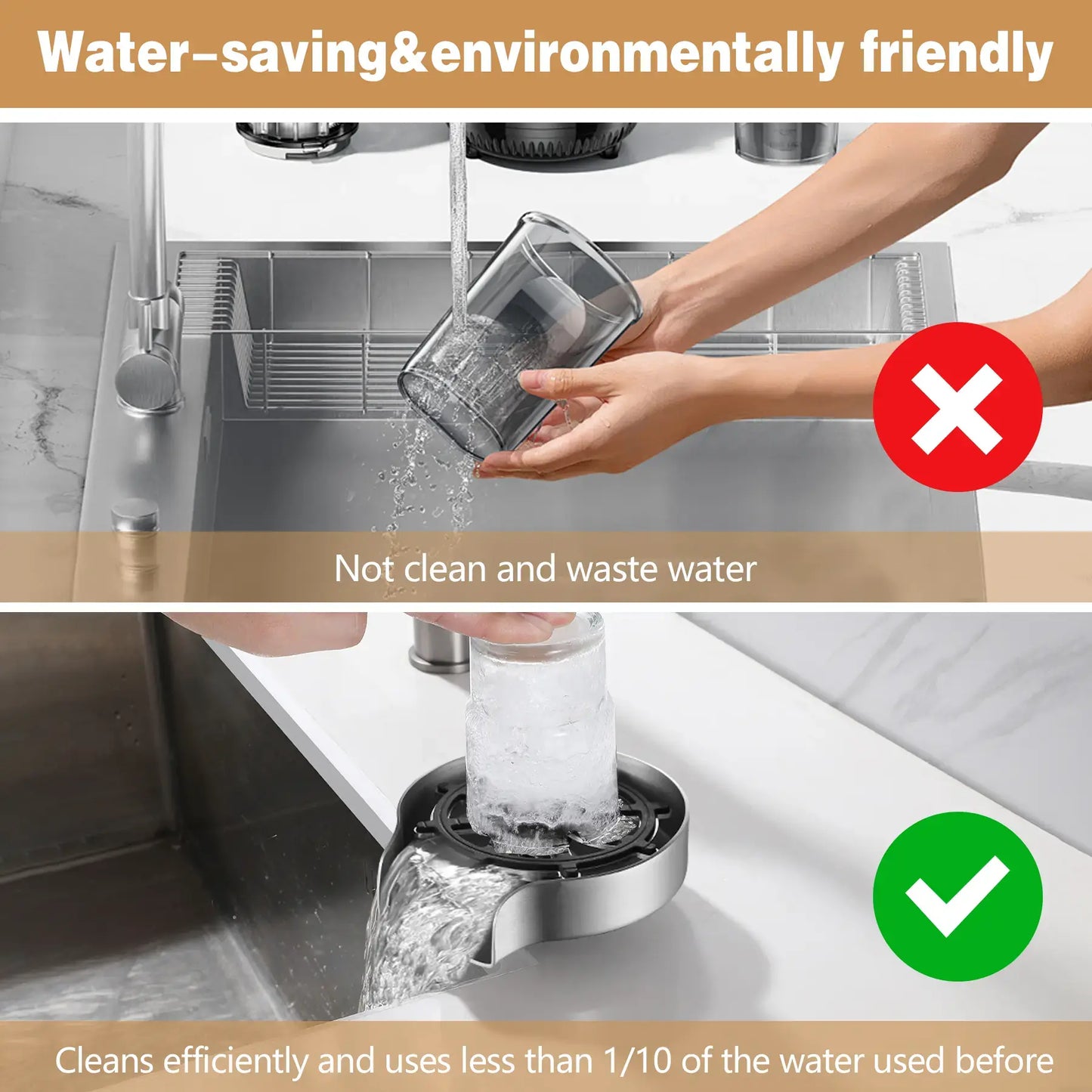 Stainless Steel Kitchen Sink Cup Washer – High-Pressure Automatic Glass Rinser