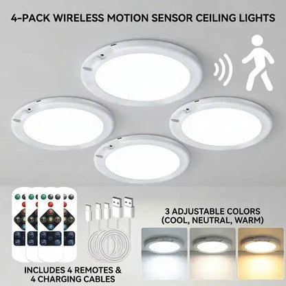 Rechargeable Motion Sensor Ceiling Light with Remote & 3 Color Modes