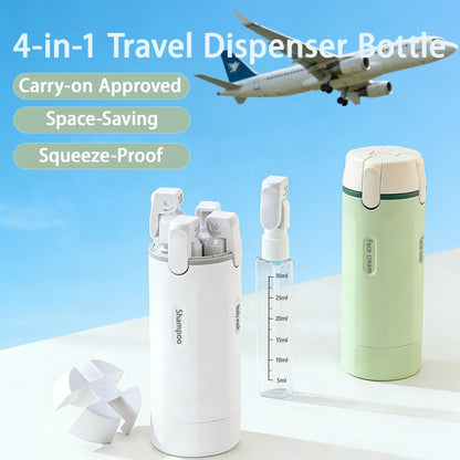 4-in-1 Travel Cosmetic Dispenser – Leak-Proof Refillable Toiletry Organizer Bottle