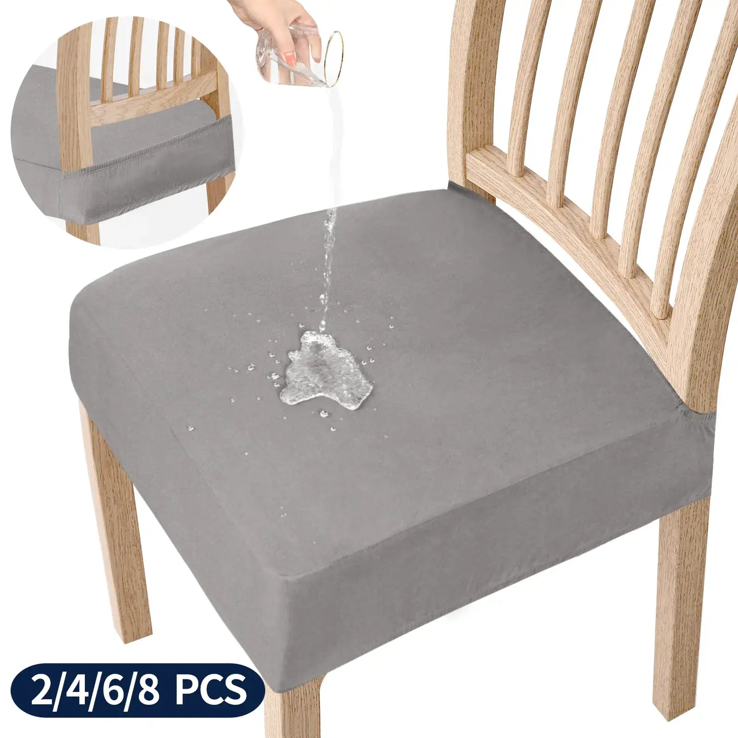 Waterproof Stretch Dining Chair Seat Covers - Slip-Resistant Washable Protector