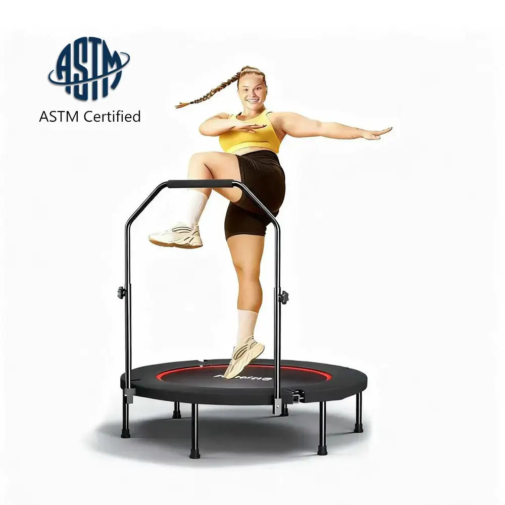 40" Foldable Fitness Mini Trampoline - Silent Rebounder with Adjustable Handle