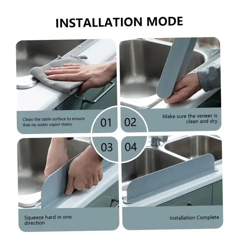 Silicone Sink Splash Guard - Waterproof Kitchen Countertop Water Barrier