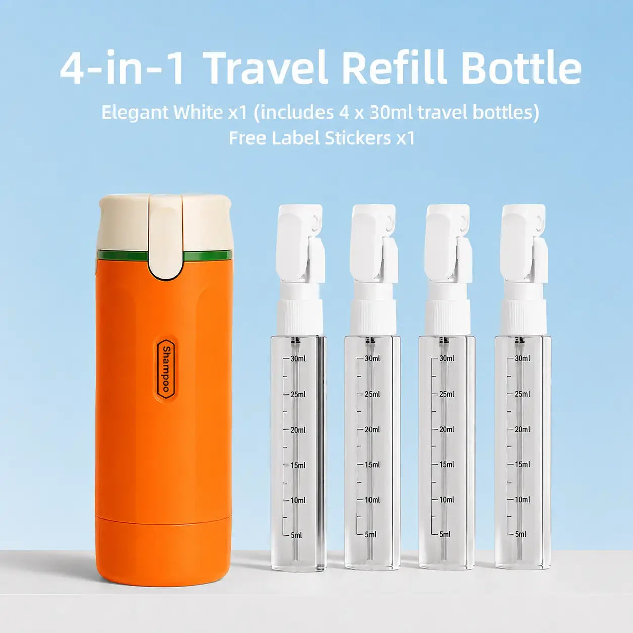 4-in-1 Travel Cosmetic Dispenser – Leak-Proof Refillable Toiletry Organizer Bottle