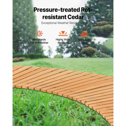 Roll-Out Cedar Wooden Garden Pathway - 8ft Non-Slip Outdoor Walkway for Backyard