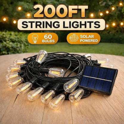 Solar LED String Lights - Waterproof Outdoor Garden Patio Lighting with Remote