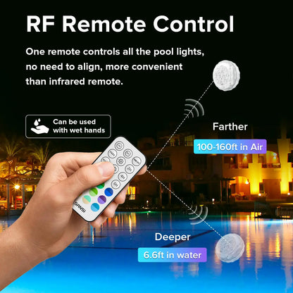 RGB Color Changing LED Pool Lights - Remote Control Waterproof Underwater Pool Decor