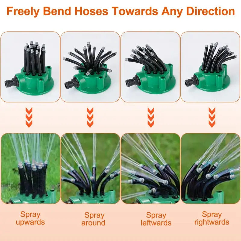 360° Rotating Multi-Nozzle Lawn Sprinkler - Adjustable Automatic Garden Watering System