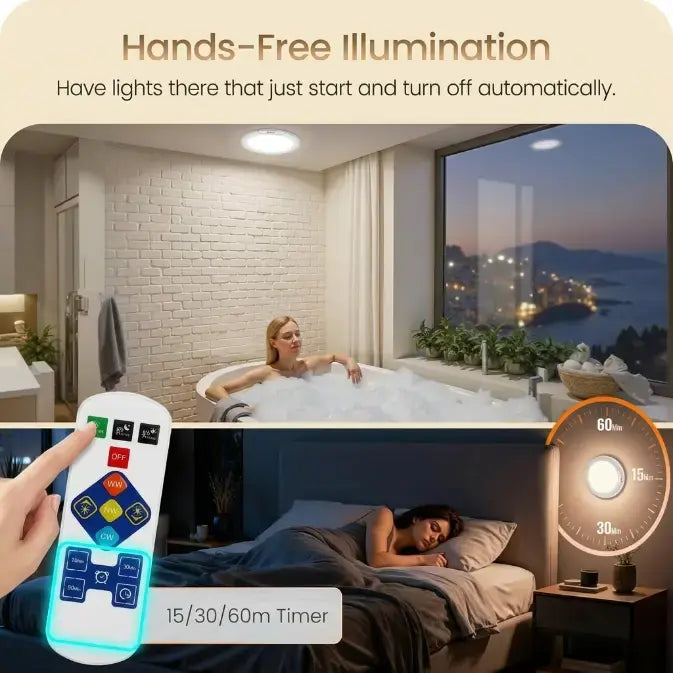 Rechargeable Motion Sensor Ceiling Light with Remote & 3 Color Modes