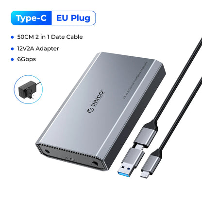 ORICO 3.5" SATA Hard Drive Enclosure USB 3.0/Type-C External HDD Case