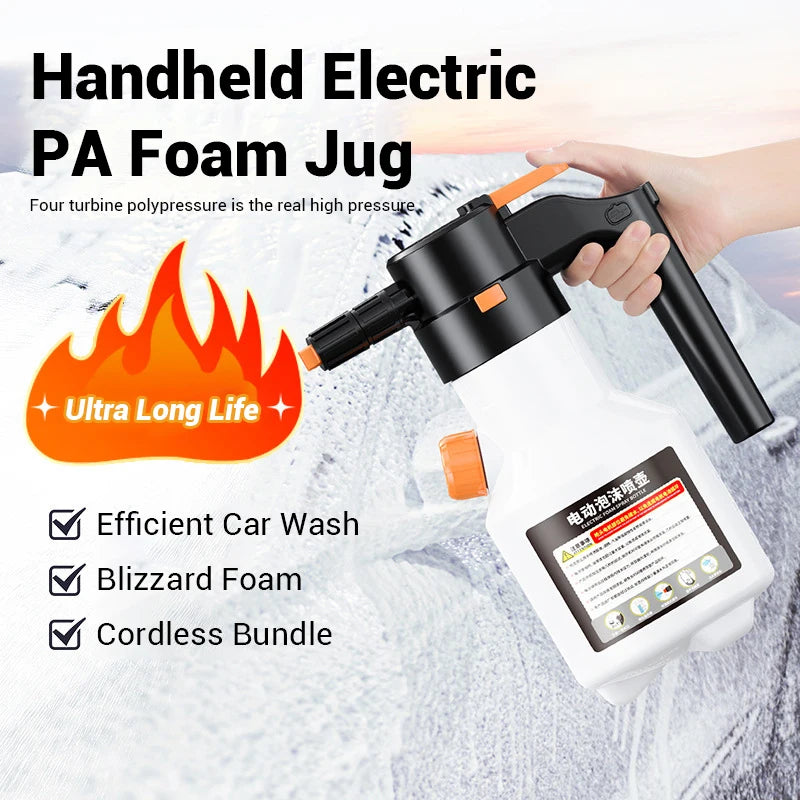 Rechargeable Electric Foam Sprayer - 2L Auto Car Wash Spray Bottle - 2