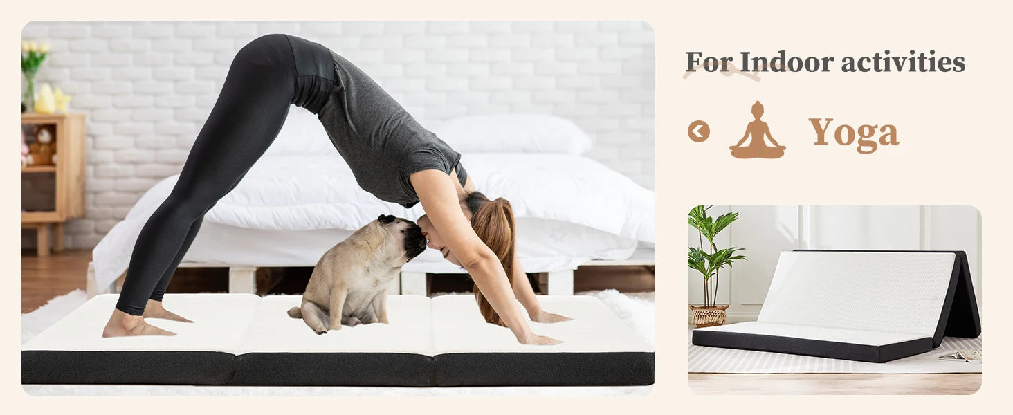 Portable Tri-Fold Memory Foam Mattress - Foldable Floor Bed for Guest & Travel - 7
