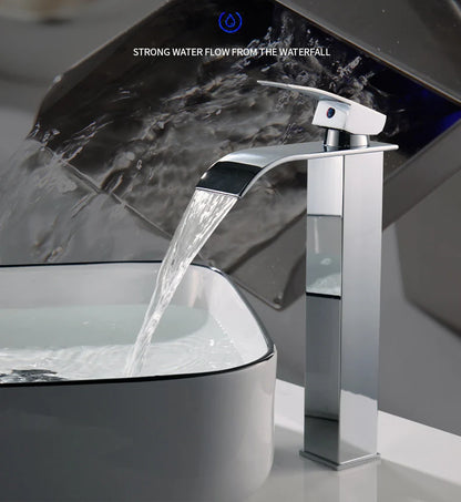 Modern Waterfall Bathroom Sink Faucet - Hot & Cold Stainless Steel
