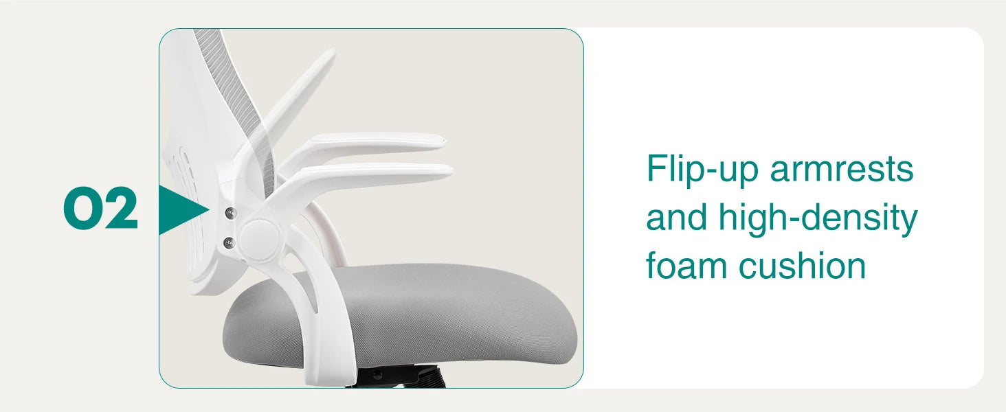 Ergonomic Mesh Office Chair with Adjustable Headrest & Flip-Up Arms - 12