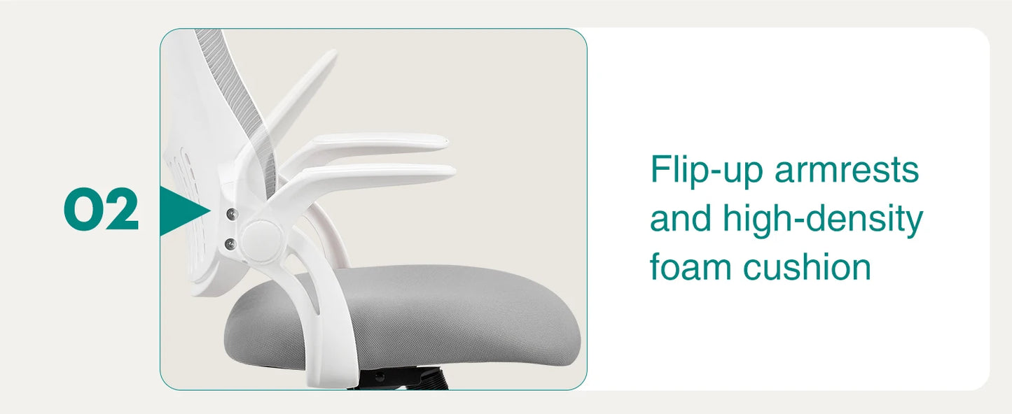 Ergonomic Mesh Office Chair with Adjustable Headrest & Flip-Up Arms